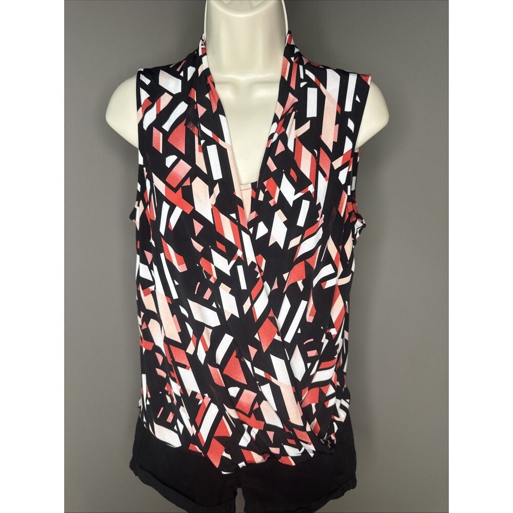 White House Black Market V-Neck WHBM V-Neck Drape Faux Wrap Style Shell SMALL